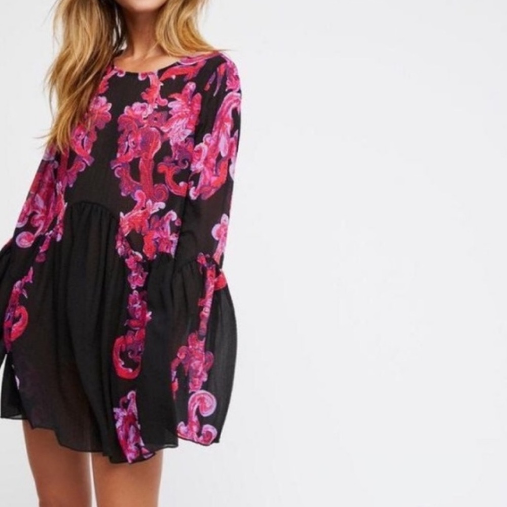 Free People Mini Dress/Tunic with Bell Sleeves
